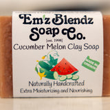 Cucumber Melon & Clay Soap | Detoxifying Cleanser for Oily and Combination Skin    Em'z Blendz Soap Co.