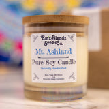 Mt. Ashland Soy Wax Candle in Glass Jar with Bamboo Lid | Woodland Aroma    Em'z Blendz Soap Co.