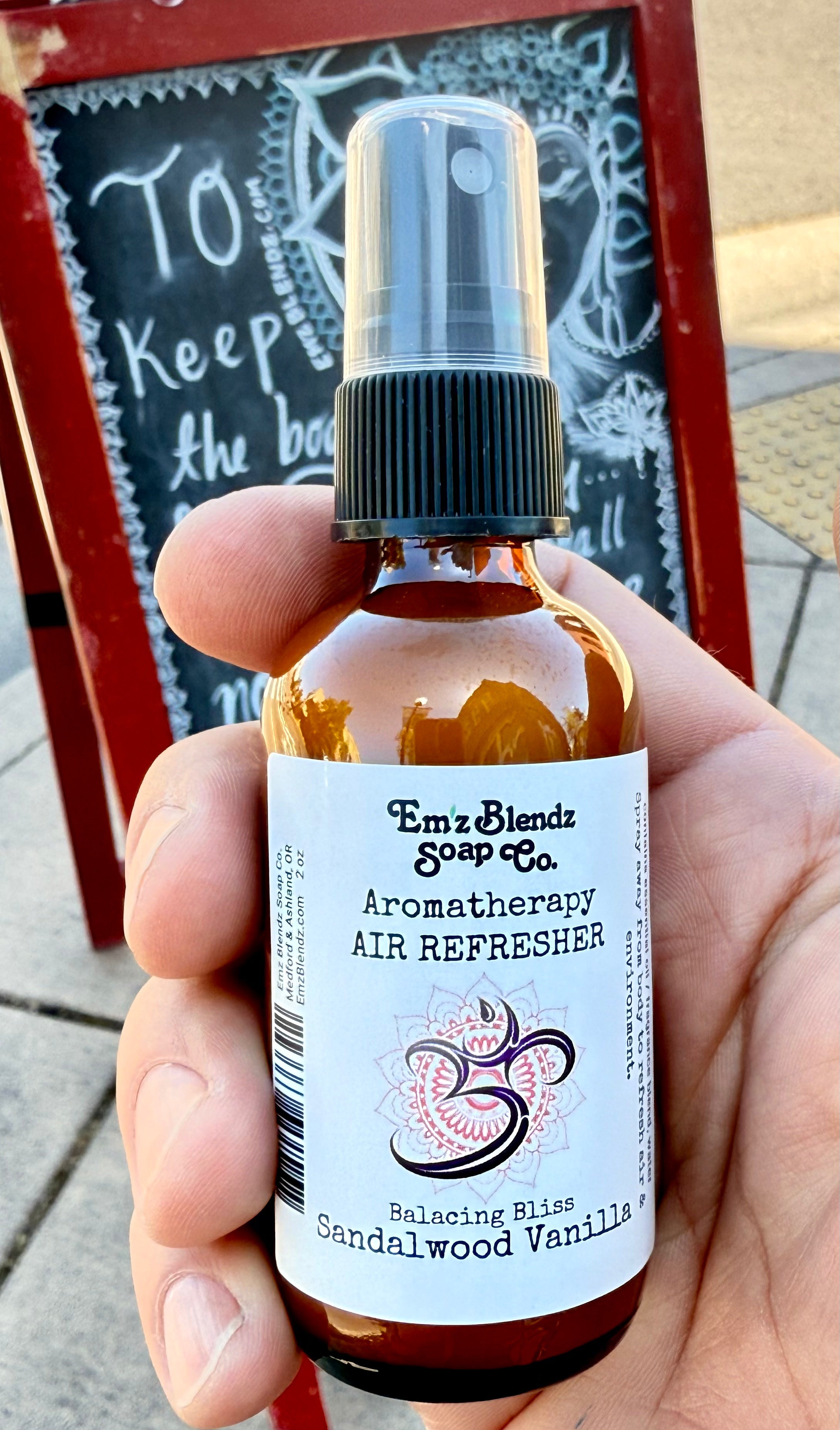 Sandalwood Vanilla Air Refresher – Balancing Bliss in Every Mist Em'z Blendz Soap Co.