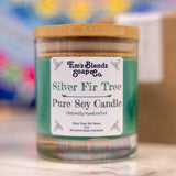 Silver Fir Tree Soy Wax Candle in Glass Jar with Bamboo Lid | Forest Aroma    Em'z Blendz Soap Co.