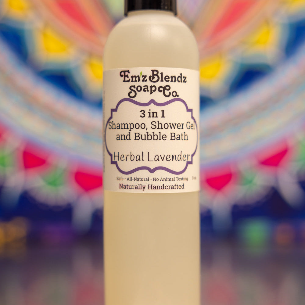 Herbal Lavender 3 in 1 | Shampoo, Bubble Bath & Shower Gel    Em'z Blendz Soap Co.
