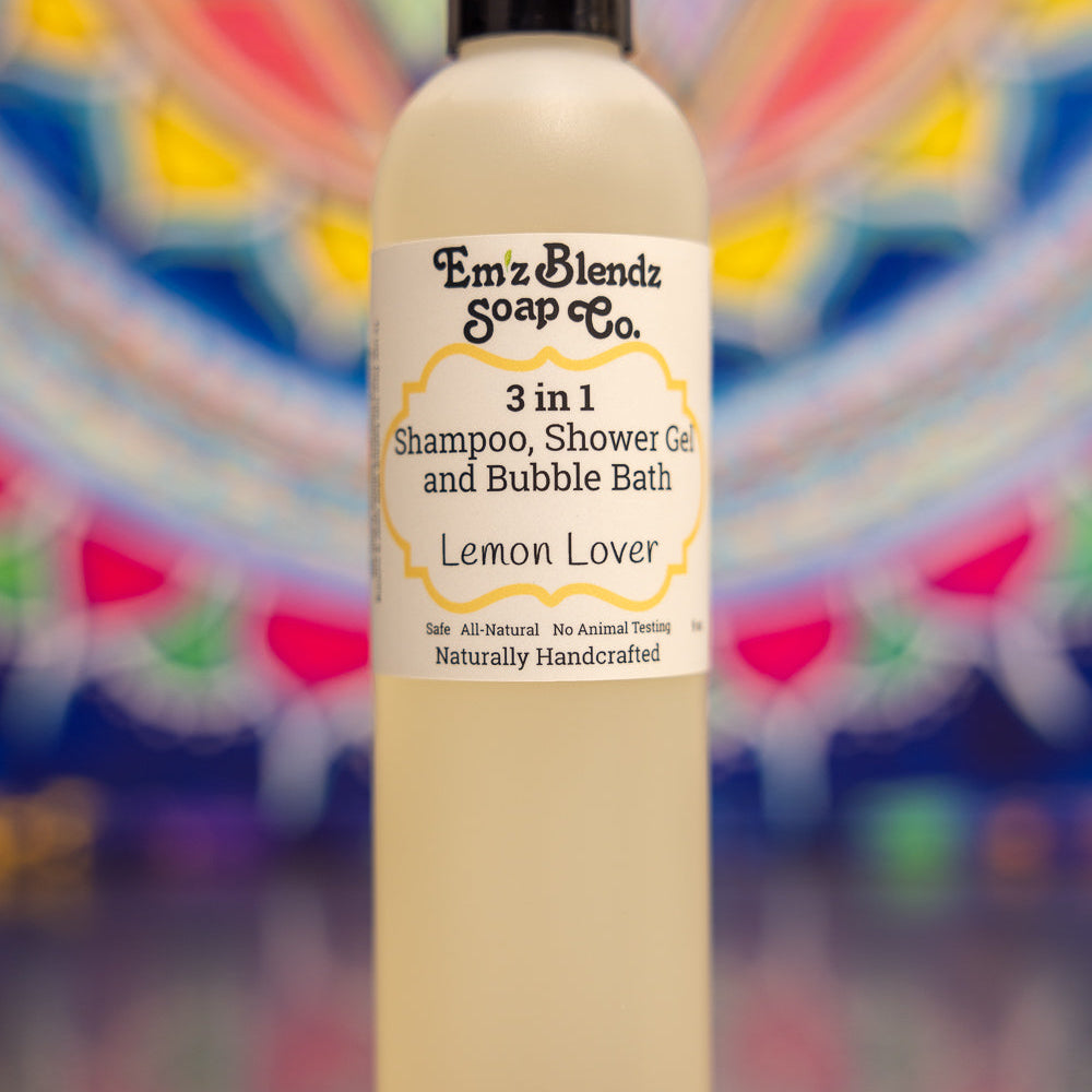 Lemon Lover 3-in-1 Shampoo, Bubble Bath & Shower Gel | Invigorating Citrus Cleanse    Em'z Blendz Soap Co.