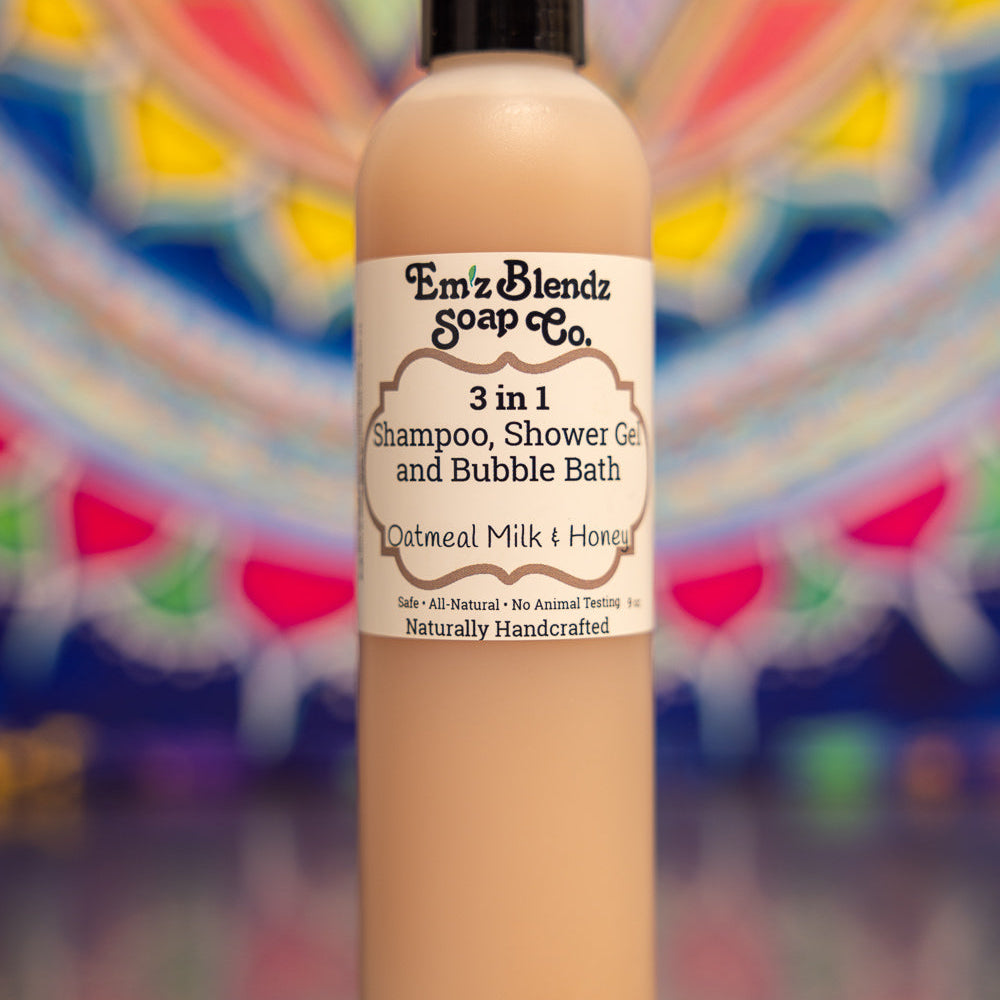 Oatmeal Milk & Honey 3-in-1 Shampoo, Bubble Bath & Shower Gel | Luxurious & Soothing    Em'z Blendz Soap Co.