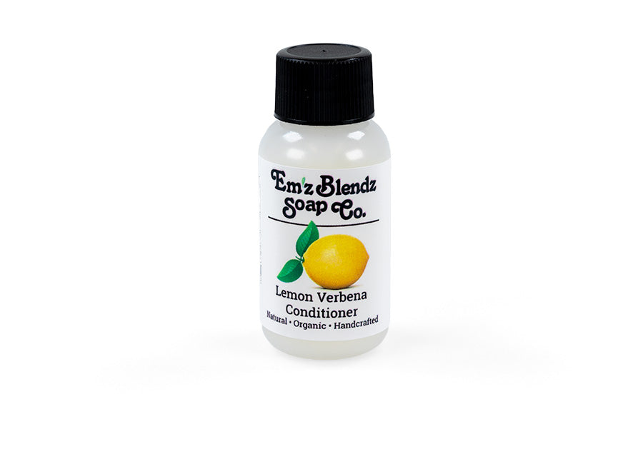 Guest Conditioner | Handmade Natural Boutique Hotel, B&B, Inn Guest Travel-size Amenity Creamy Hair Conditioner Refreshing Lemon Verbena 100 Stock Wrapped Em'z Blendz Soap Co.