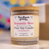 Romantic Rose Soy Wax Candle in Glass Jar with Bamboo Lid | Enchanting Aroma    Em'z Blendz Soap Co.