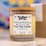 Wellness Soy Wax Candle in Glass Jar with Bamboo Lid | Purifying Aroma    Em'z Blendz Soap Co.