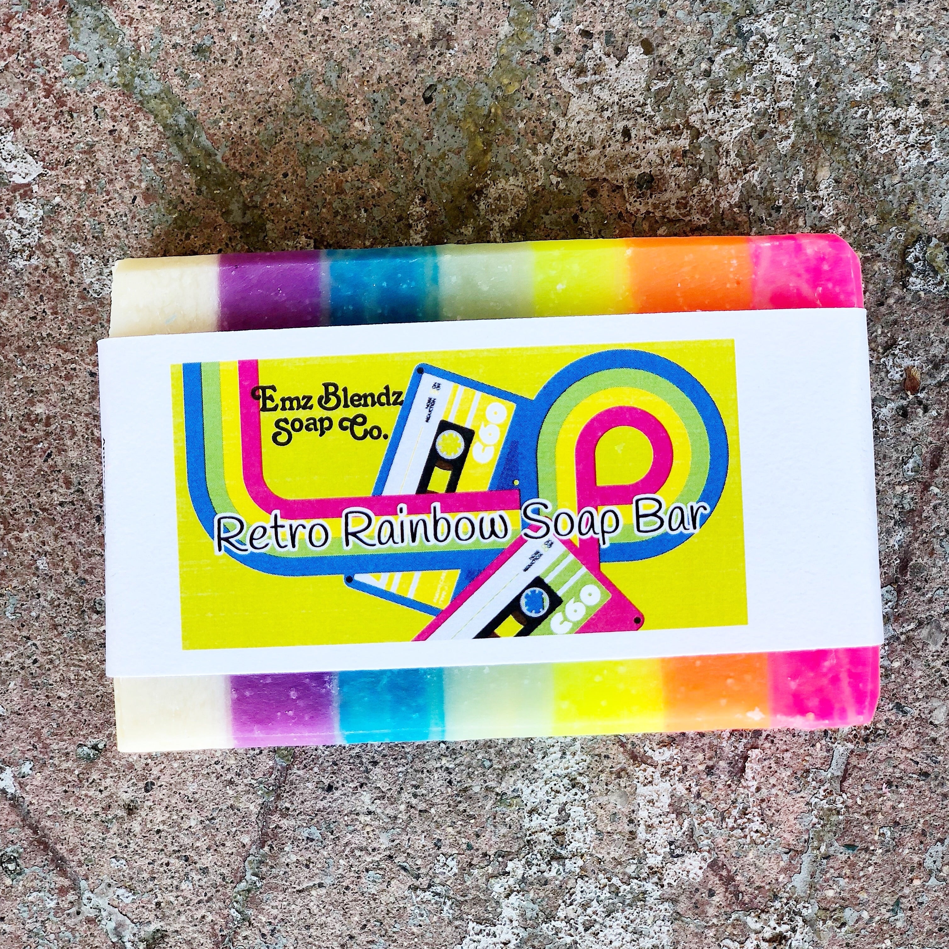Retro Rainbow Soap Bar | Totally Rad 80s Style Refreshing Cleansing Bar    Em'z Blendz Soap Co.