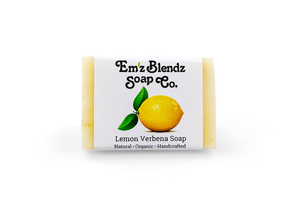 Guest Soap | Handcrafted Organic Boutique Hotel, Inn Guest Amenity Mini Soap Bars Lemon Verbena Stock Wrapped (Emz Blendz label) 100 Em'z Blendz Soap Co.