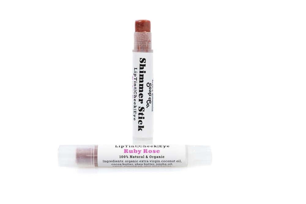 Ruby Rose Shimmer Stick | Luminous Lip & Cheek Tint    Em'z Blendz Soap Co.